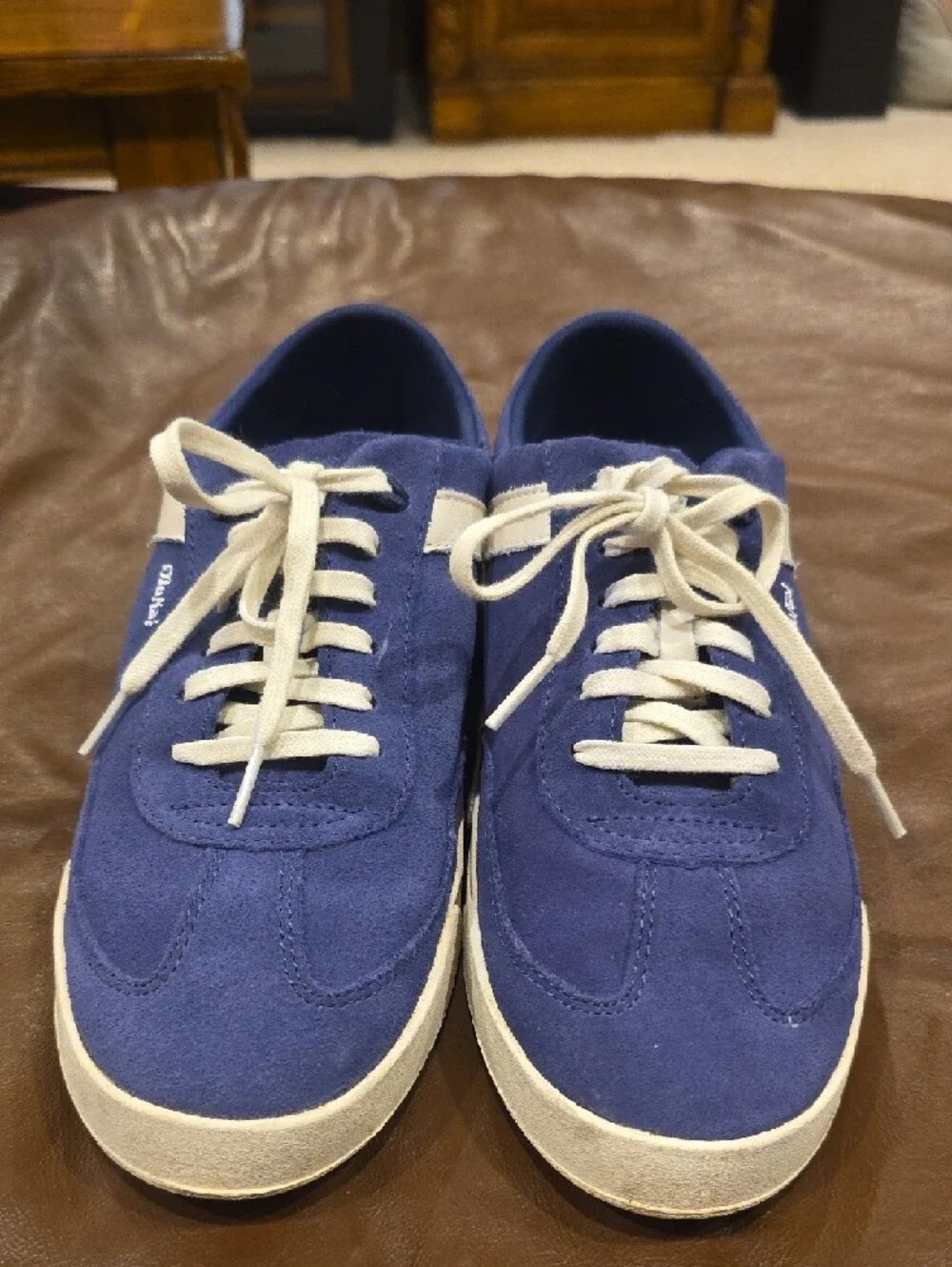 OluKai Womens Ha'upu Navy/White Suede Sneakers Sz 8/38 - Picture 3 of 8